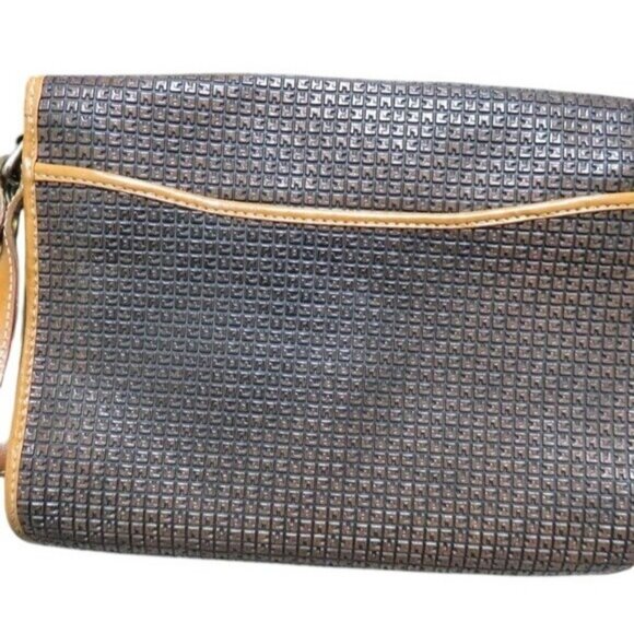 Ted Lapidus Vintage 80's thick Italian leather embossed crossbody messenger bag - Picture 2 of 15